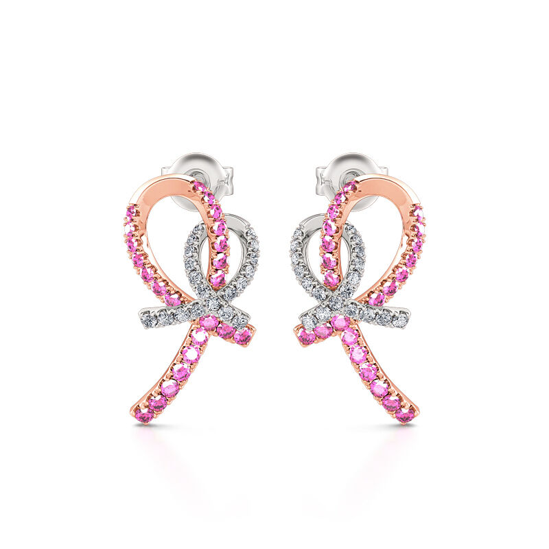Jeulia "Love & Support" Interlock Ribbons Sterling Silver Earrings