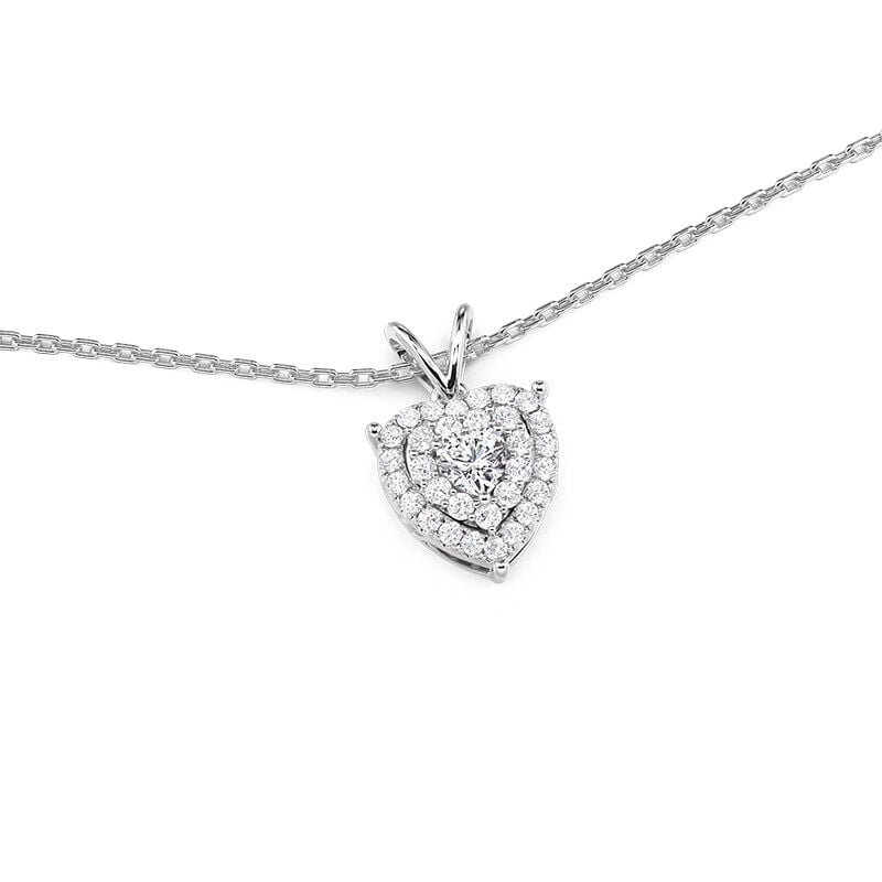 Jeulia Double Halo Heart Necklace Sterling Silver