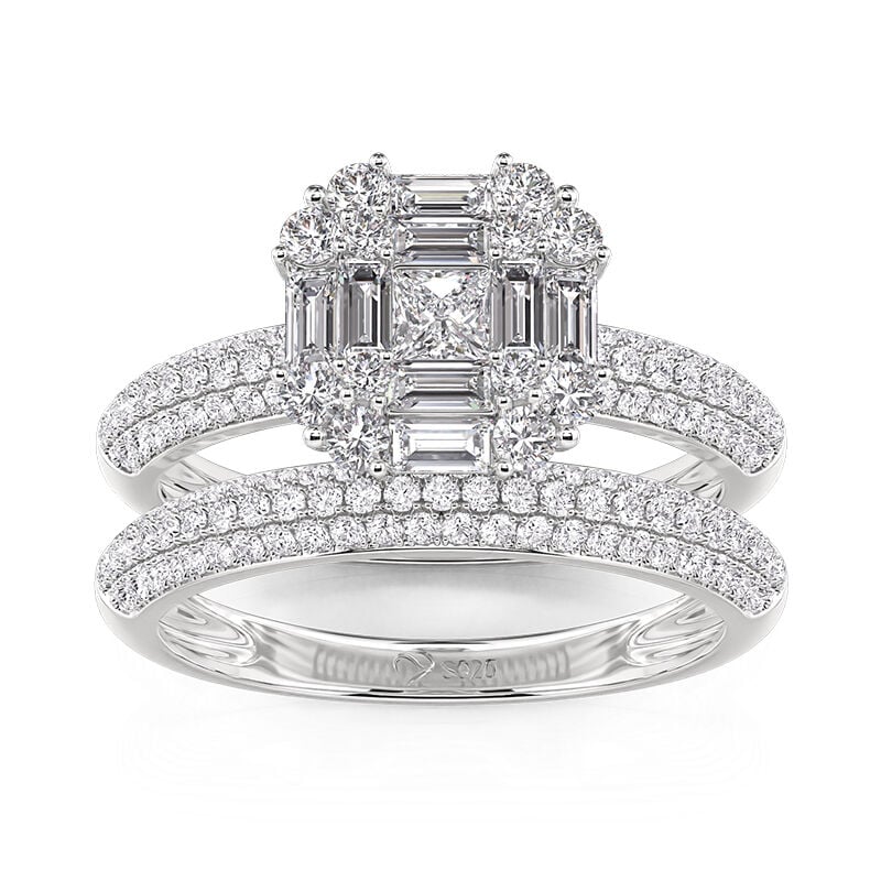 Jeulia Special Square Eternity Ring Set 2PCS