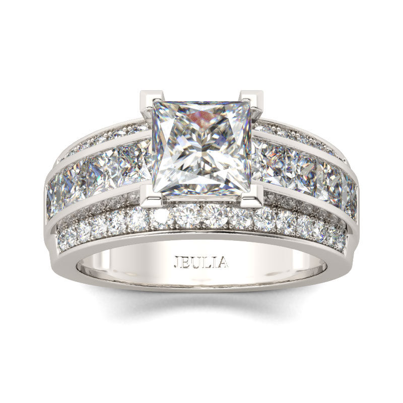Jeulia Classic Princess Cut Sterling Silver Ring