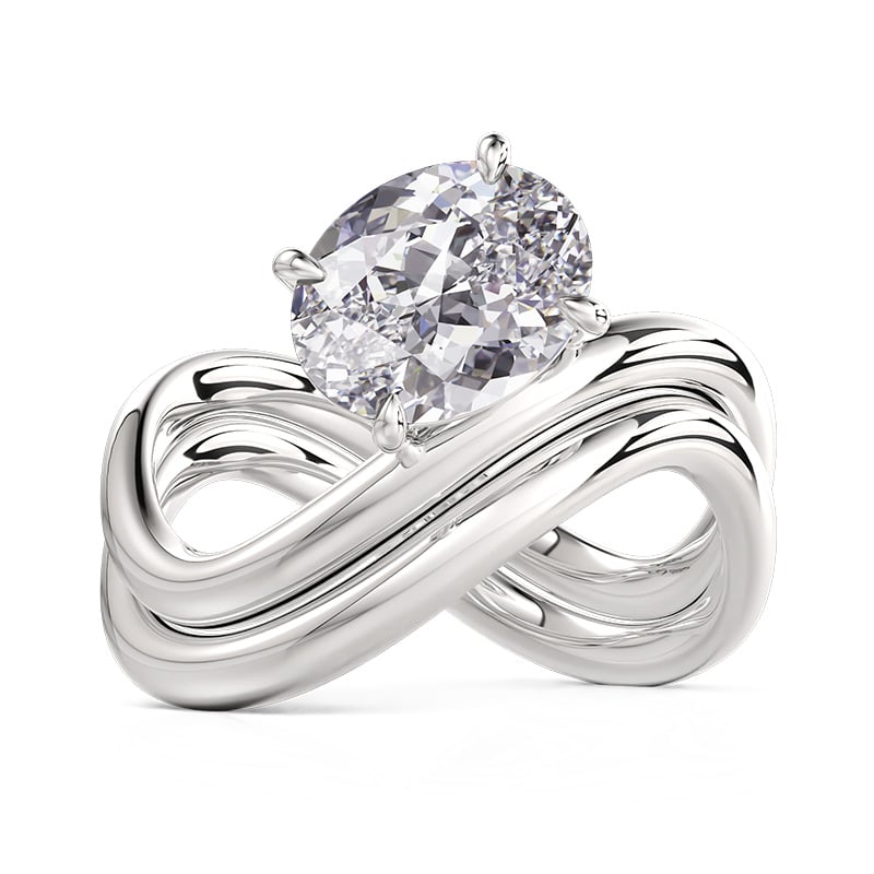 Jeulia Solitaire Infinity Engagement Ring Set Oval Cut Sterling Silver