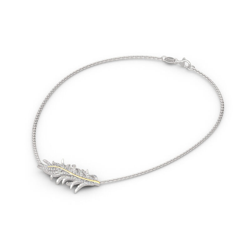 Jeulia Two Tone Feather Sterling Silver Necklace