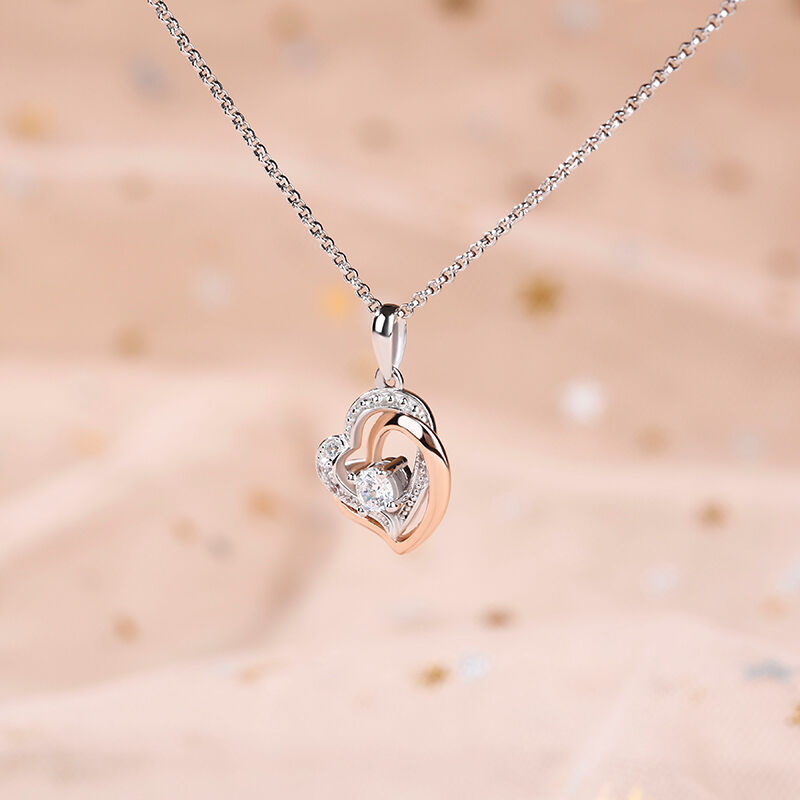 Jeulia Double Heart Sterling Silver Necklace