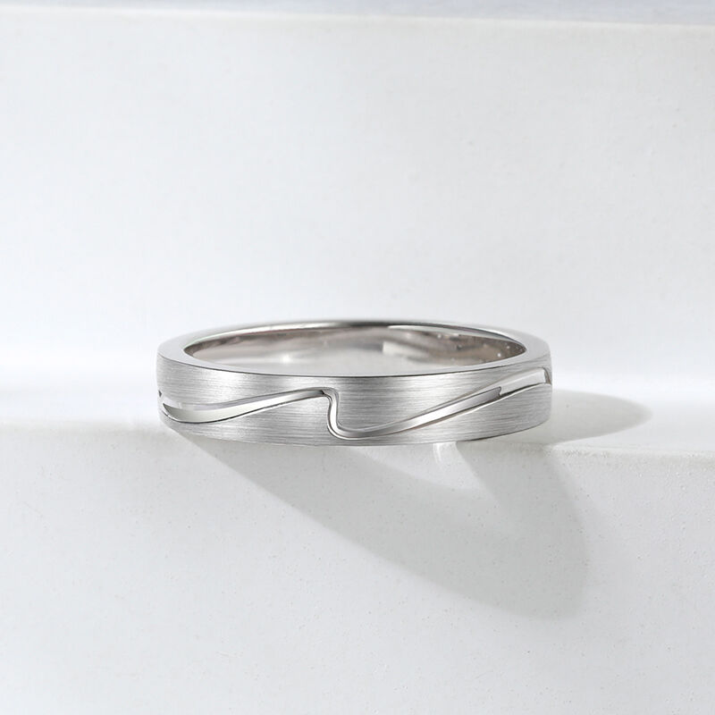 Jeulia Sea Wave Design Sterling Silver Men's Band