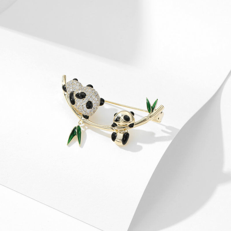 Jeulia "Have Fun" Mom and Baby Panda Design Brooch