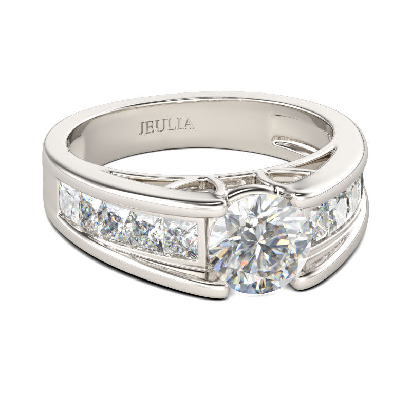 Jeulia Cathedral Round Cut Sterling Silver Ring