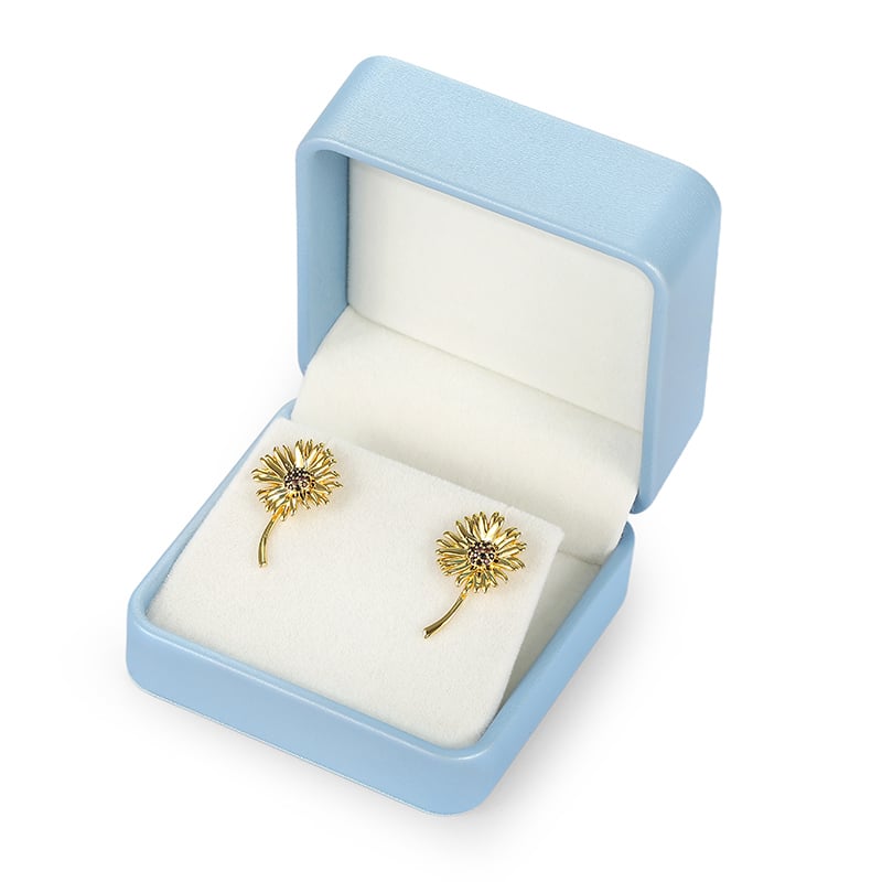 Jeulia Rounded Square Blue Earring Small Jewelry Box