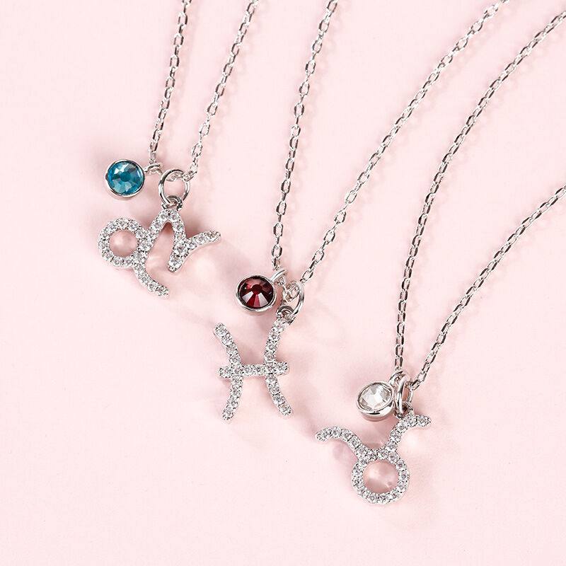 Jeulia Constellation Sterling Silver Personalized Necklace With Birthstone