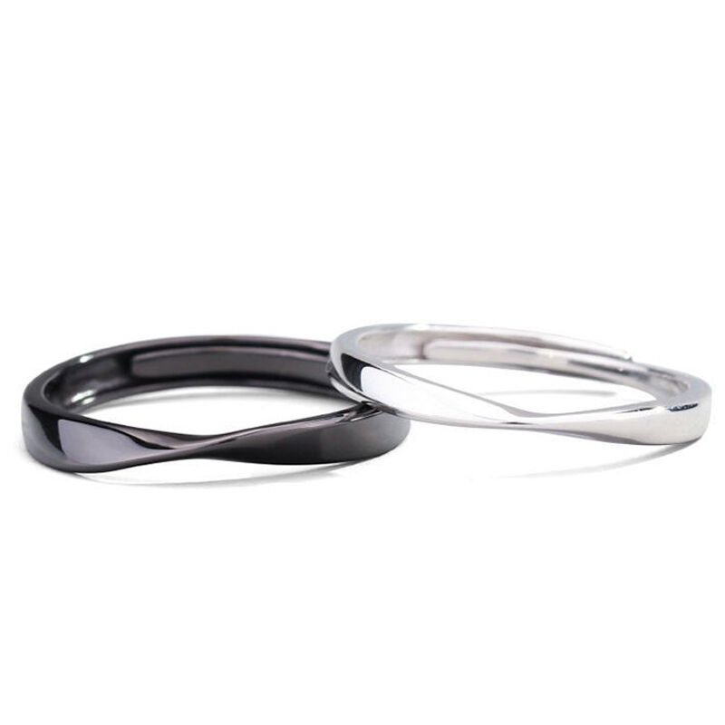Jeulia Mobius Sterling Silver Couple Rings