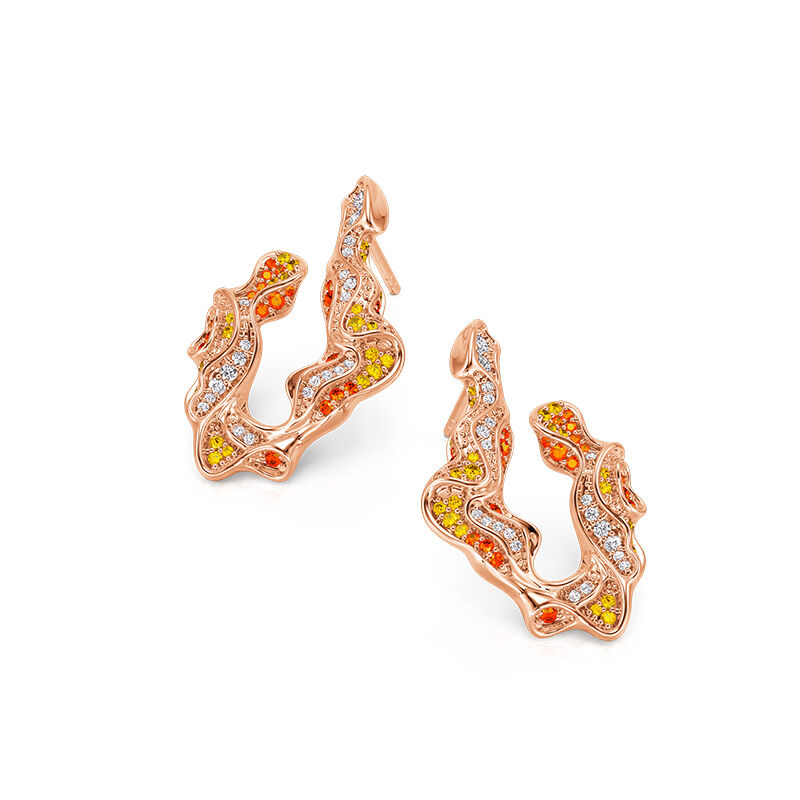 Jeulia x Leyla "Sunset Desert" Roze Gouden Onregelmatige Druppel Oorbellen in Sterling Zilver