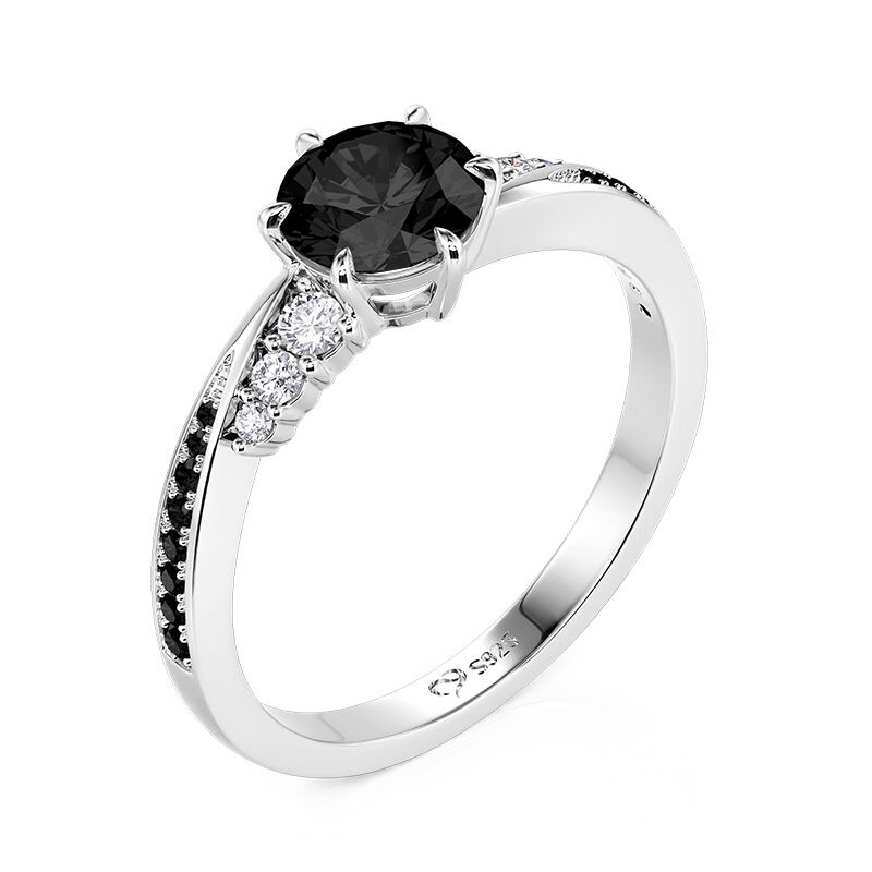 Jeulia Twist Simple Round Black Promise Ring