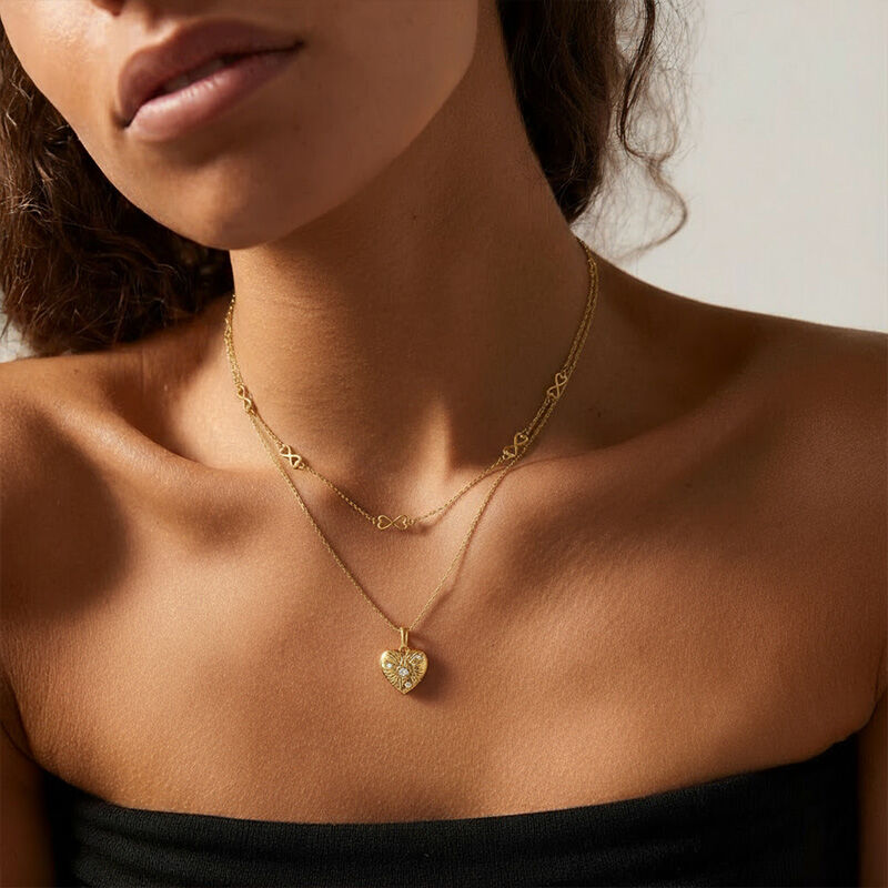Jeulia Everyday Simple Custom Engraved Heart Necklace with Birthstone