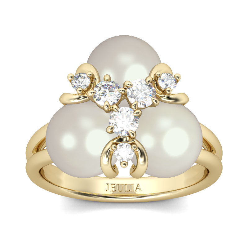 Jeulia Gelbvergoldet Perlen Sterling Silber Ring
