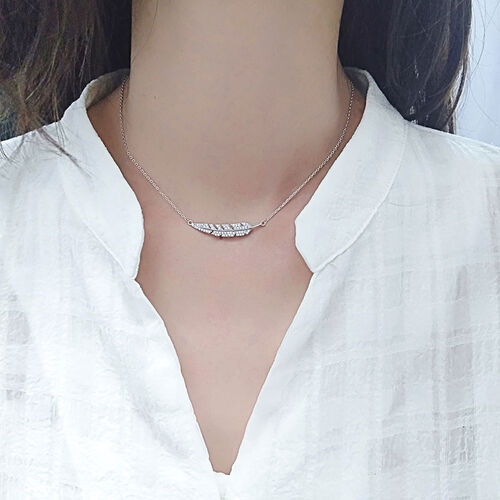 Jeulia Leaf Sterling Silver Necklace