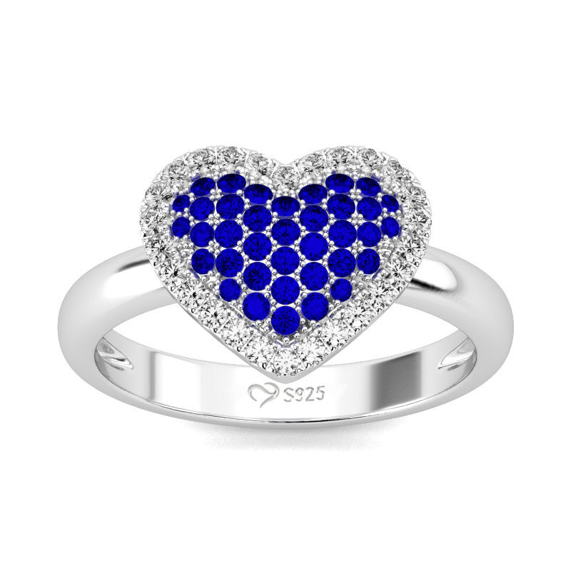 Jeulia Heart Shape Round Cut Sterling Silver Ring