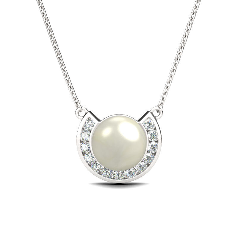 Jeulia Half-round Created Pearl Women's Necklace