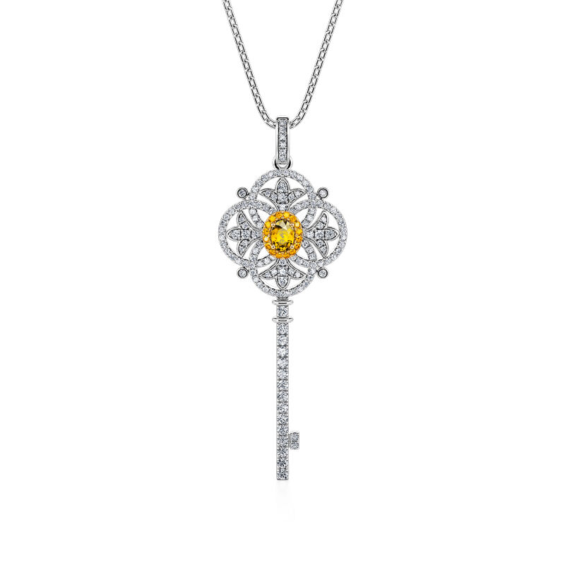 Jeulia "Brilliant Iris" Key Sterling Silver Necklace