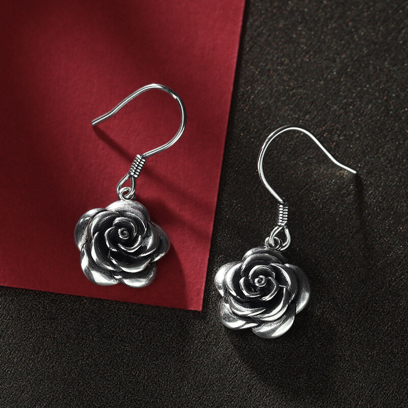 Jeulia "Blooming Rose" Flower Sterling Silver Earrings