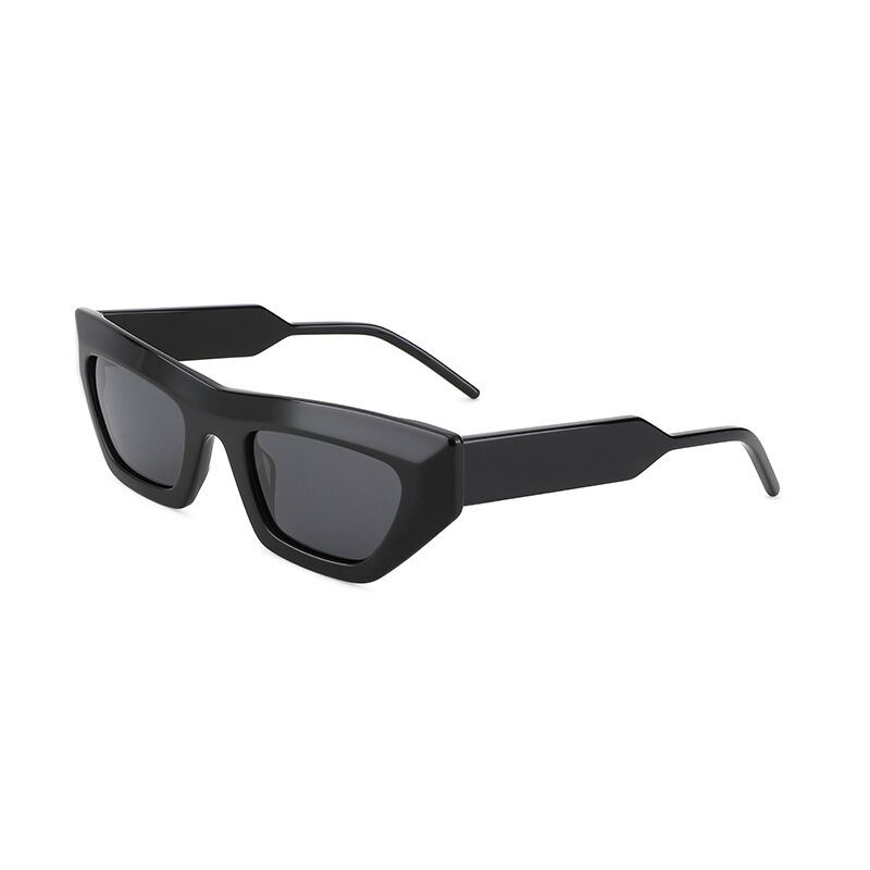 Jeulia "Science Fiction" Rectangle Black Polarized Unisex Sunglasses