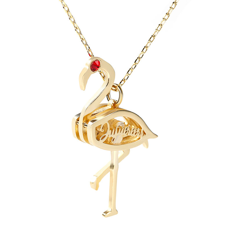 Jeulia Flamingo Personalized Sterling Silver Necklace
