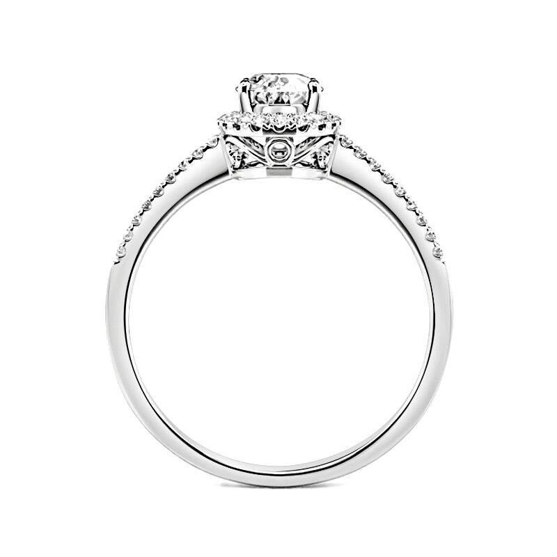 Jeulia Oval Cut Halo Sterling Silver Engagement Ring