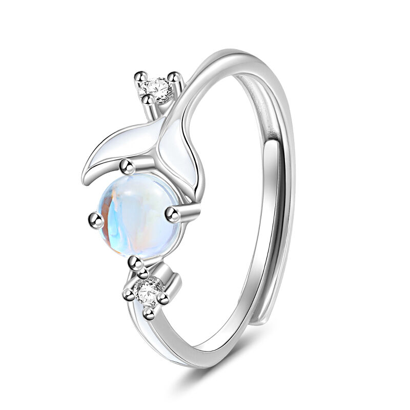 Jeulia Glowing Whale Tail Design Glazestone Adjustable Sterling Silver Ring