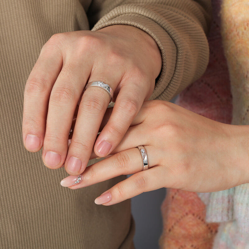 Jeulia Classic Heart Couple's Ring Sterling Silver