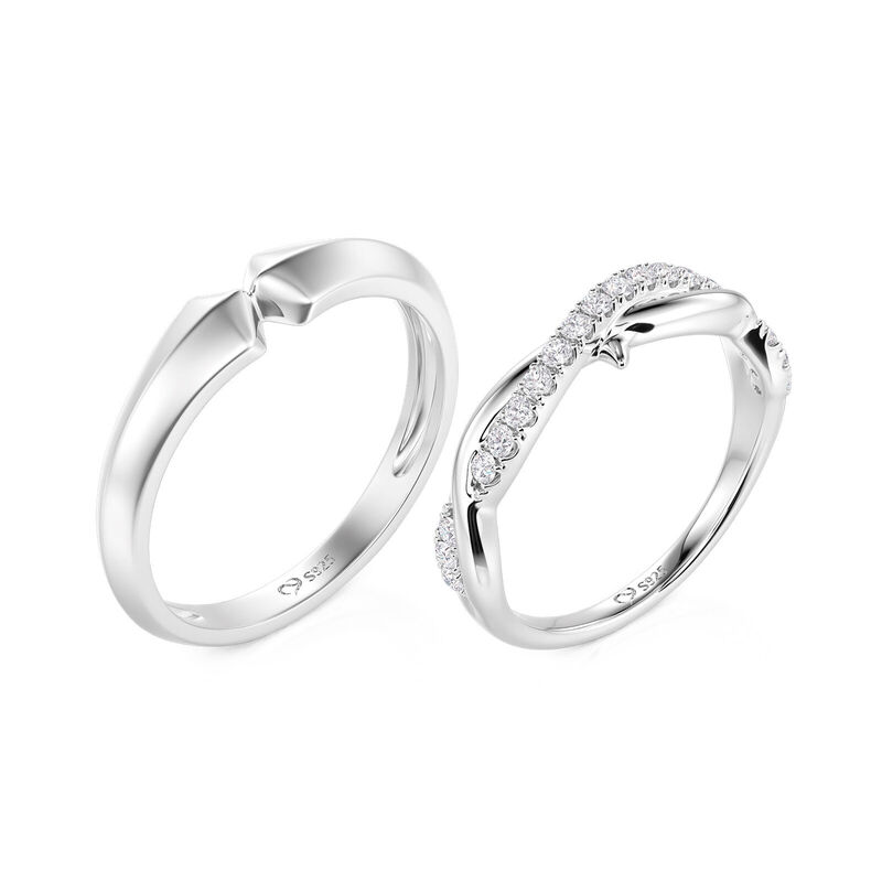 Jeulia Juego Clásico de Anillos de Pareja en Plata Esterlina