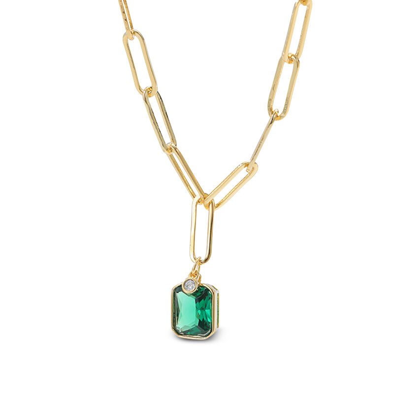 Jeulia "Green Mystery" Spinel Gold-plated Copper Necklace