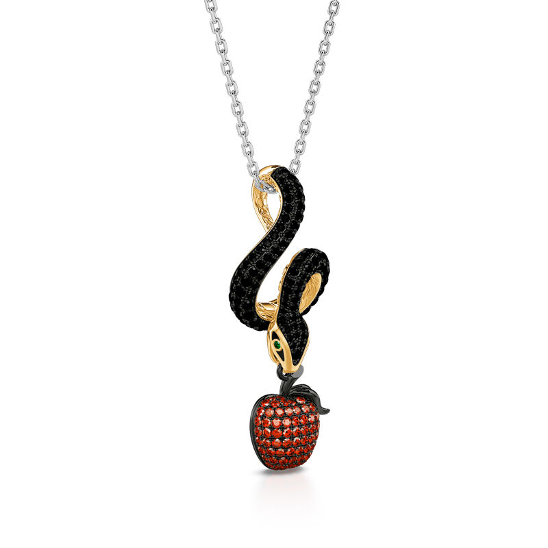 Jeulia "Forbidden Fruit" Snake&Apple Sterling Silver Necklace