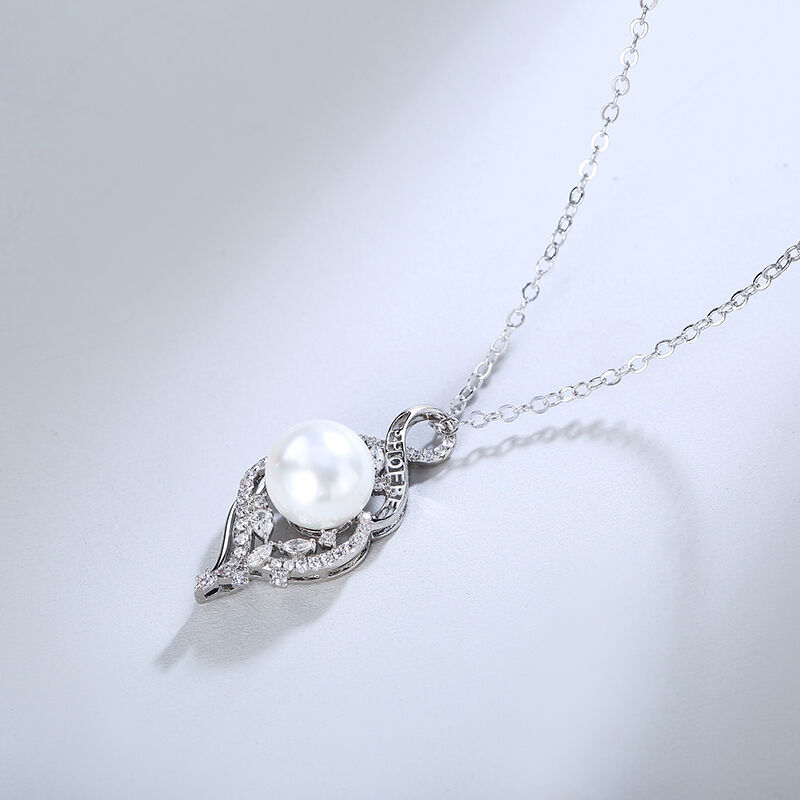 Jeulia Collar personalizado de nombre perla de plata de ley para mujer