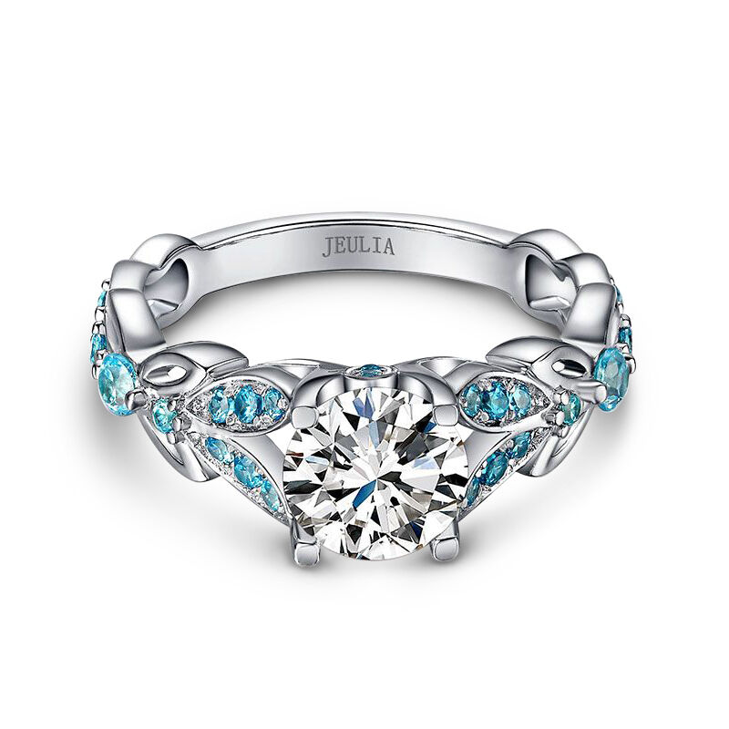 Jeulia Butterfly Round Cut Sterling Silver Ring