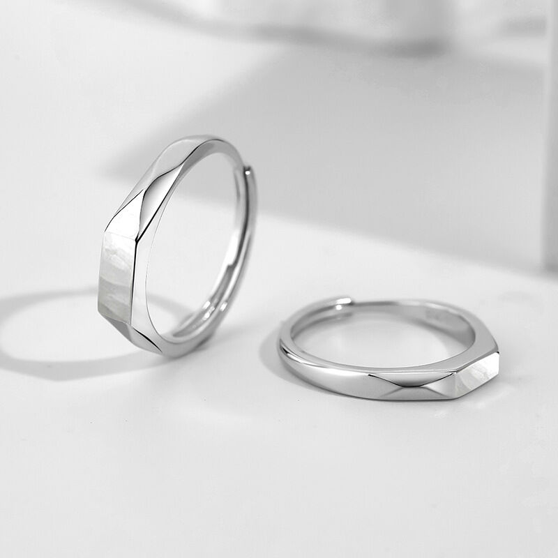 Jeulia Creative "I Love You" Projection Couple Rings Sterling Silver