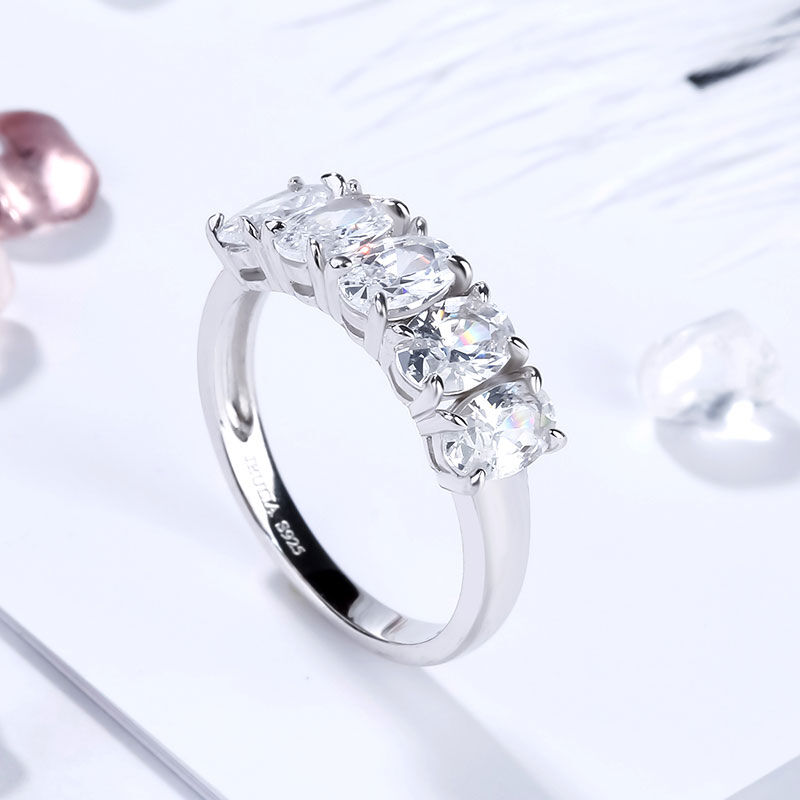 Jeulia Modern Ovalschliff Sterling Silber Damen Ring Trauring