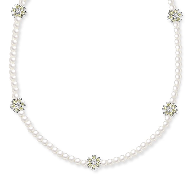 Jeulia "Whispers of Elegance" Snowflake Design Pearl Necklace