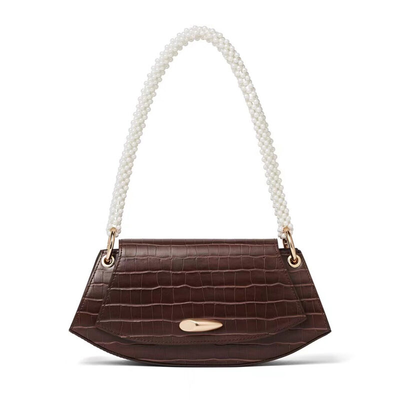 Jeulia Beaded Handbag Leather Crocodile Pattern Shoulder bag