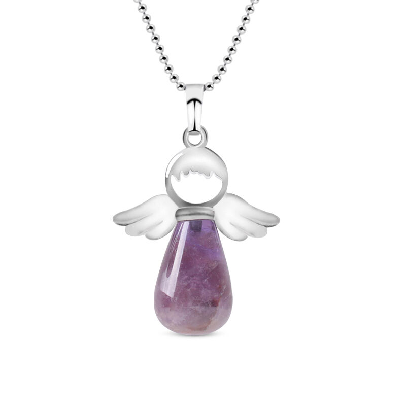 Jeulia "Peace of Spirit" Angel Wings Natural Amethyst Necklace