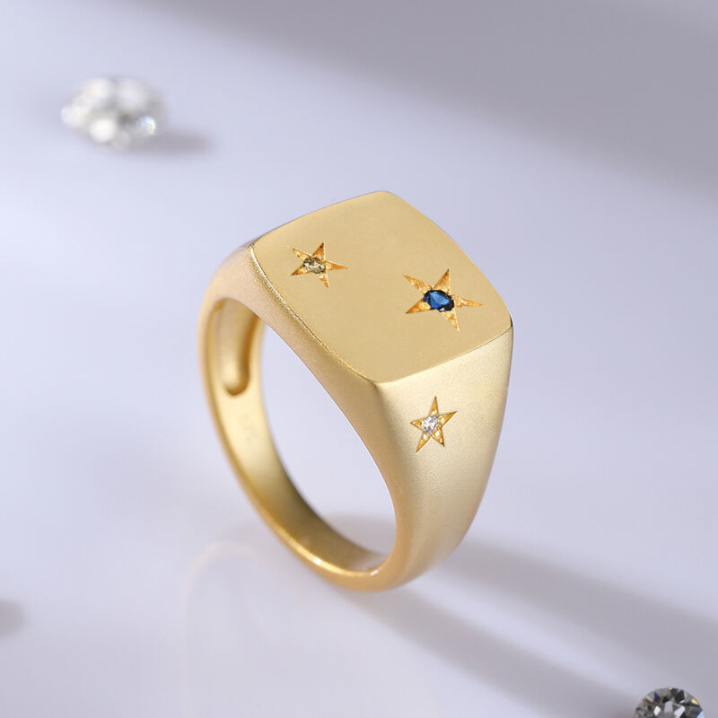 Jeulia Star Square Signet Sterling Silver Ring