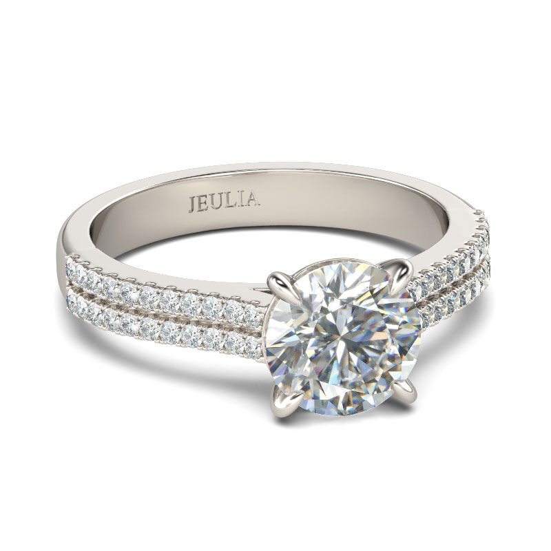 Jeulia Exquisite Pave Round Cut Sterling Silver Ring