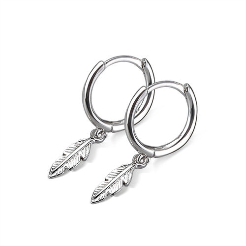 Jeulia Feather Design Sterling Silver Drop Earrings