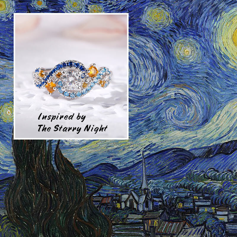 Jeulia "The Starry Night" ring i sterlingsilver med runda snitt