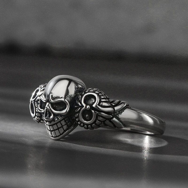 Jeulia "Skull on Wings" Sterling Silver Ring