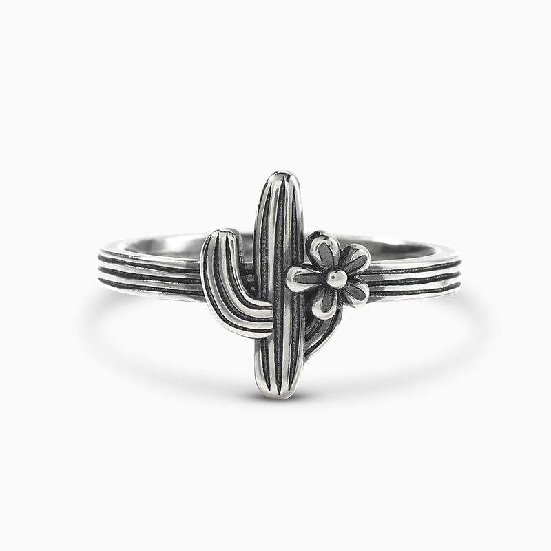 Jeulia "Desert Cactus" Flower Sterling Silver Ring