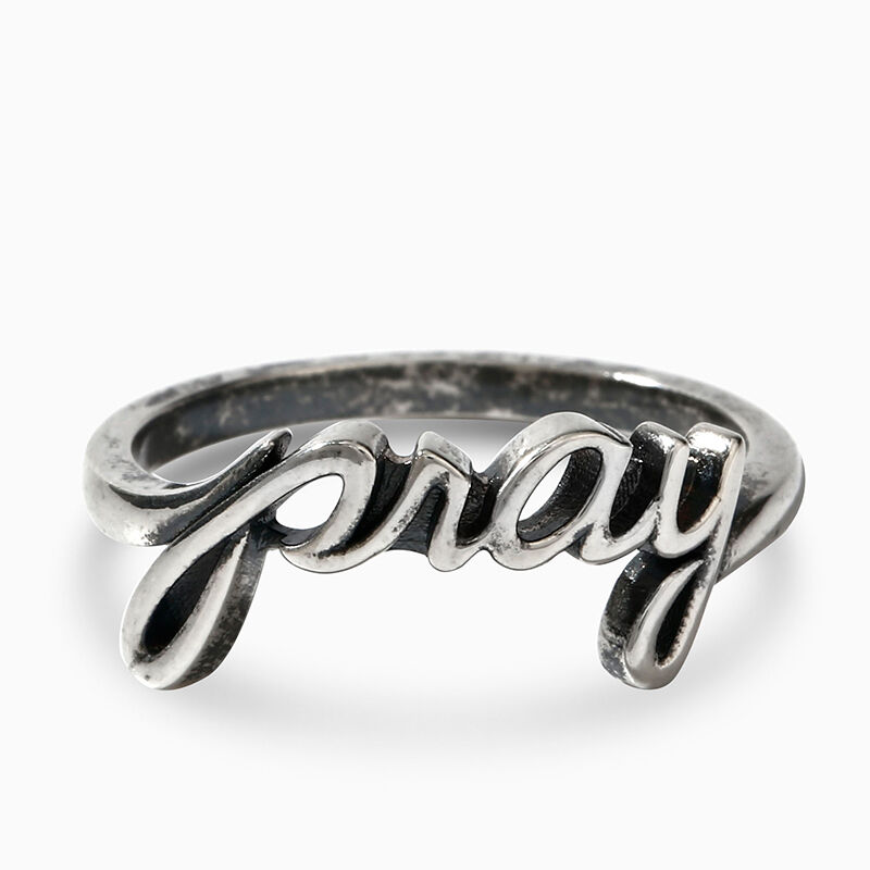 Jeulia "Pray" Letter Sterling Silver Ring