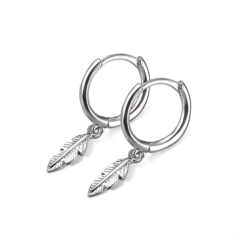 Jeulia Feather Design Sterling Silver Drop Earrings