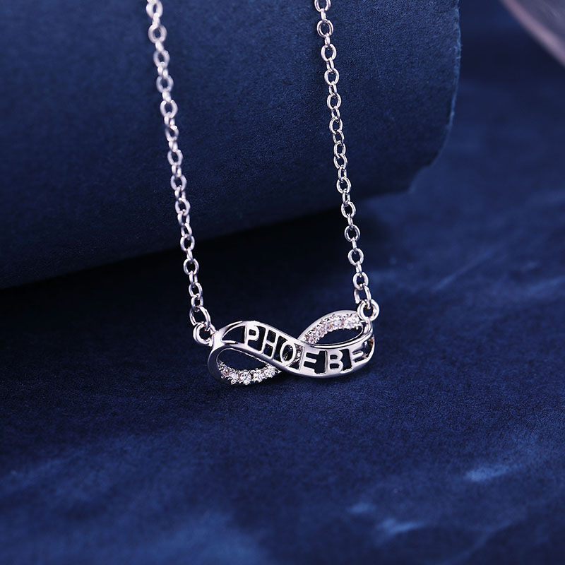 Jeulia "Everlasting Love" Personalized Sterling Silver Necklace