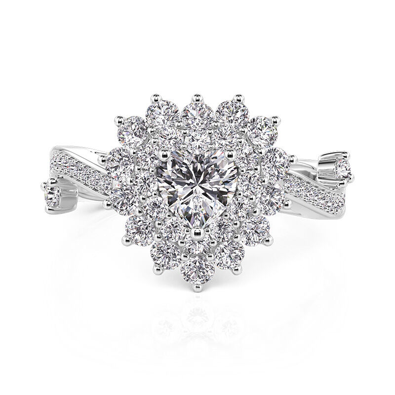 Jeulia Anello di Promessa Cuore Doppio Alone con Torsione in Argento Sterling