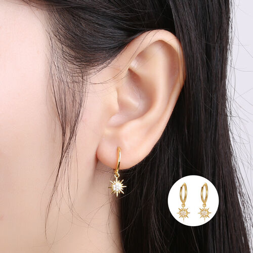 Jeulia Sun Round Cut Sterling Silver Drop Earrings