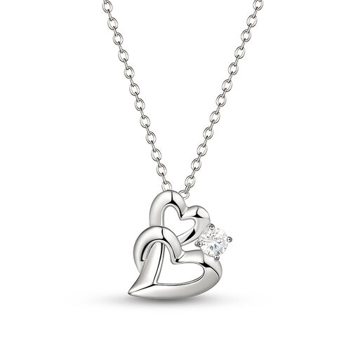 Jeulia Double Heart Sterling Silver Necklace