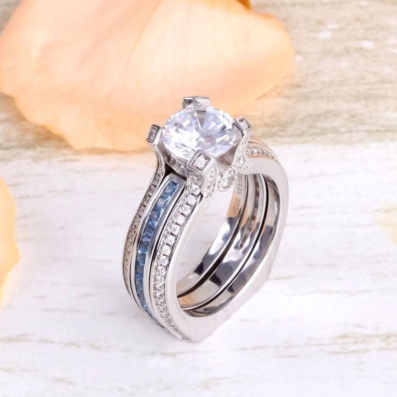 Round Cut Jeulia Wedding Ring Set Wedding Ring Set Jeulia 3PCS For - Main Image